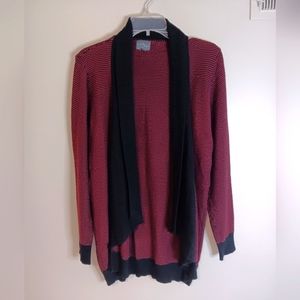 Market & Spruce Stitch Fix Open Front Cardigan Sweater Sz Small Red Black Stripe